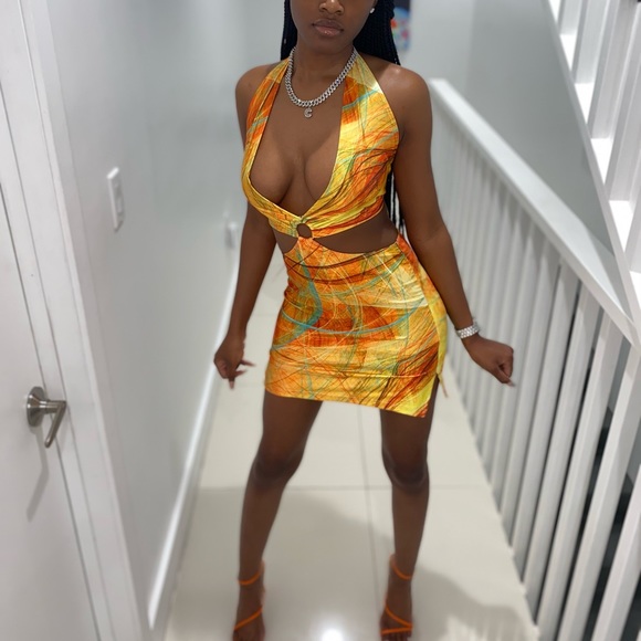 Farai London OG Gaia Dress in Canary Yellow, Orange, and Blue SOLD OUT ONLINE - Picture 2 of 2